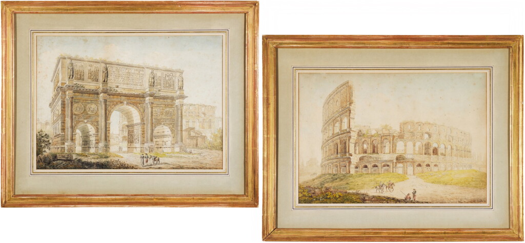 View full screen - View 1 of Lot 56. A) The Arch of Constantine B) The Colosseum.