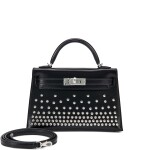 Limited Edition Black Box Cloute Studded Mini Kelly II 20 Palladium Hardware, 2023