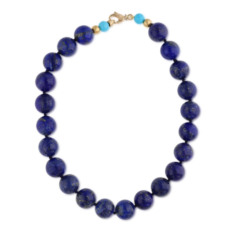 Gold, Lapis Lazuli And Turquoise Bead Strand Necklace Available