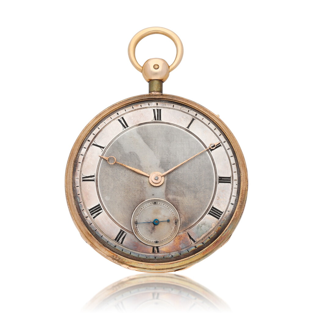 View full screen - View 1 of Lot 107. No. 7937, 40555 A gold open-faced quarter repeating cyinder watch Circa 1830.