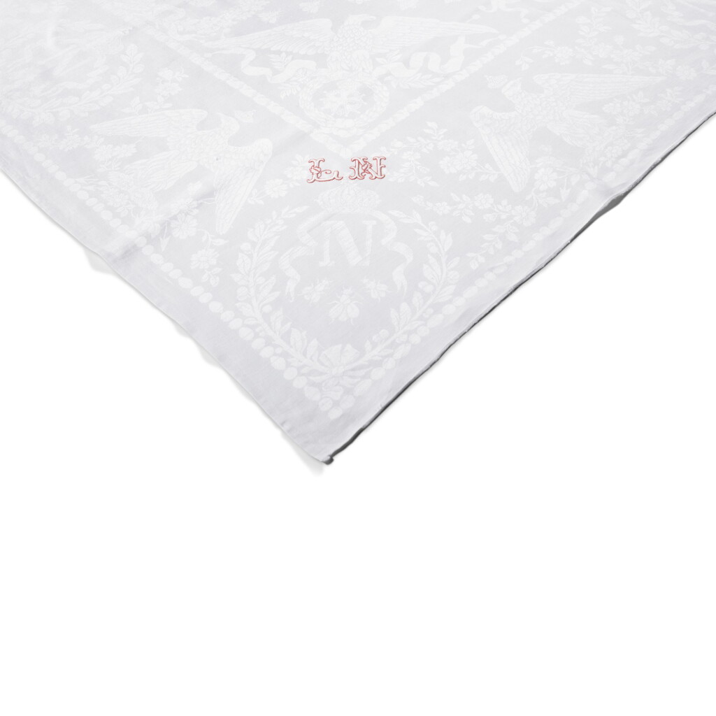 View full screen - View 1 of Lot 107. IMPERIAL: A fine set of eleven damask linen napkins commissioned for the table of Emperor Napoleon III of France, third quarter 19th century, probably English.