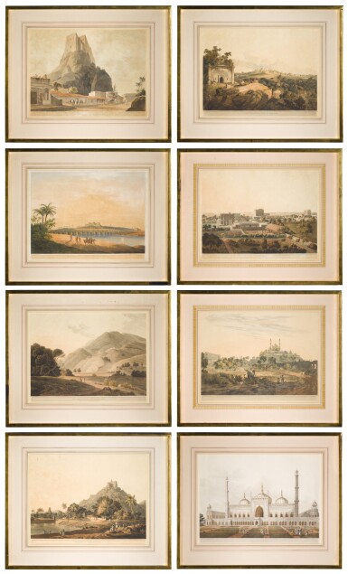 View full screen - View 1 of Lot 9. A group of eight aquatint views of India, late 18th century/early 19th century.