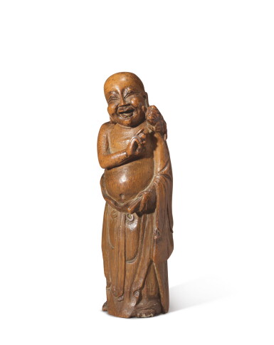 View full screen - View 1 of Lot 90. A CHINESE BAMBOO CARVING OF THE DAOIST IMMORTAL LIU HAI, QING DYNASTY, 19TH CENTURY.