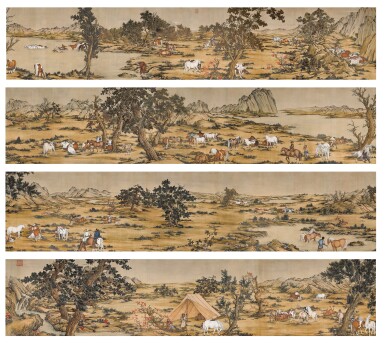 View full screen - View 1 of Lot 2529. Attributed to Lang Shining (Giuseppe Castiglione) 郎世寧(款)| Autumn Hunting 秋獵圖.