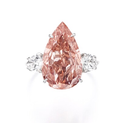 View full screen - View 1 of Lot 156. Rare fancy vivid orangy pink diamond ring | 艷彩橙粉紅色鑽石戒指.