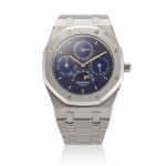 Reference 25686ST Royal Oak Quantieme Perpetuel Automatique | A limited edition stainless steel automatic perpetual calendar wristwatch with moonphases and bracelet, Circa 1995 | 愛彼 25686ST 型號 Royal Oak Quantieme Perpetuel Automatique | 限量版精鋼自動上鏈萬年曆鍊帶腕錶備顯示,約1995年製
