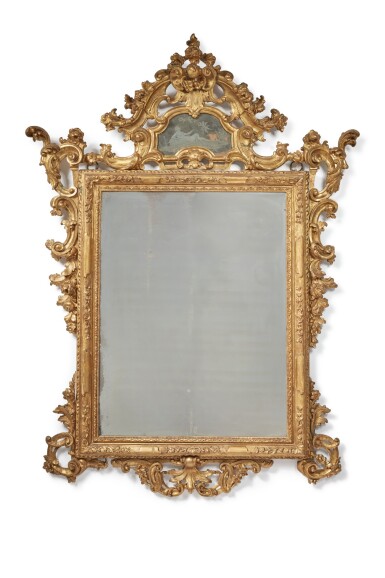 View full screen - View 1 of Lot 167. A VENETIAN ROCOCO GILTWOOD MIRROR, MID-18TH CENTURY.