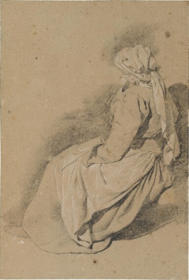 View full screen - View 1 of Lot 83. CORNELIS PIETERSZ. BEGA | STUDY OF A SEATED WOMAN, SEEN FROM THE SIDE.