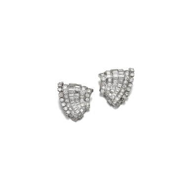 View full screen - View 1 of Lot 31. PAIR OF DIAMOND BROOCHES, VAN CLEEF & ARPELS, 1930S.