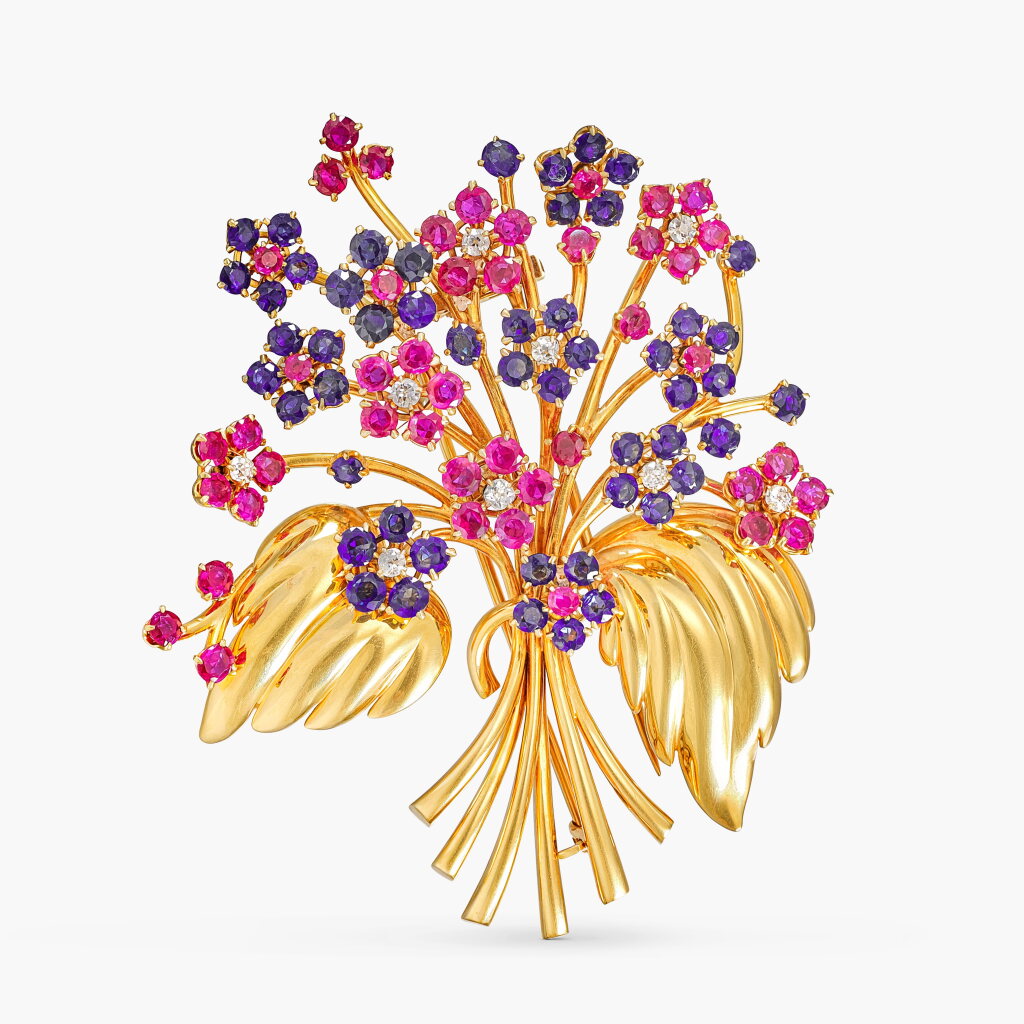 View full screen - View 1 of Lot 1697. Ruby, Sapphire and Diamond ‘Hawaii’ Brooch, circa 1940s | 梵克雅寶 | 紅寶石 及 藍寶石 配 鑽石 ‘Hawaii’ 胸針, 年份約1940.