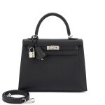 Black Epsom Kelly 25 Sellier Palladium Hardware, 2023