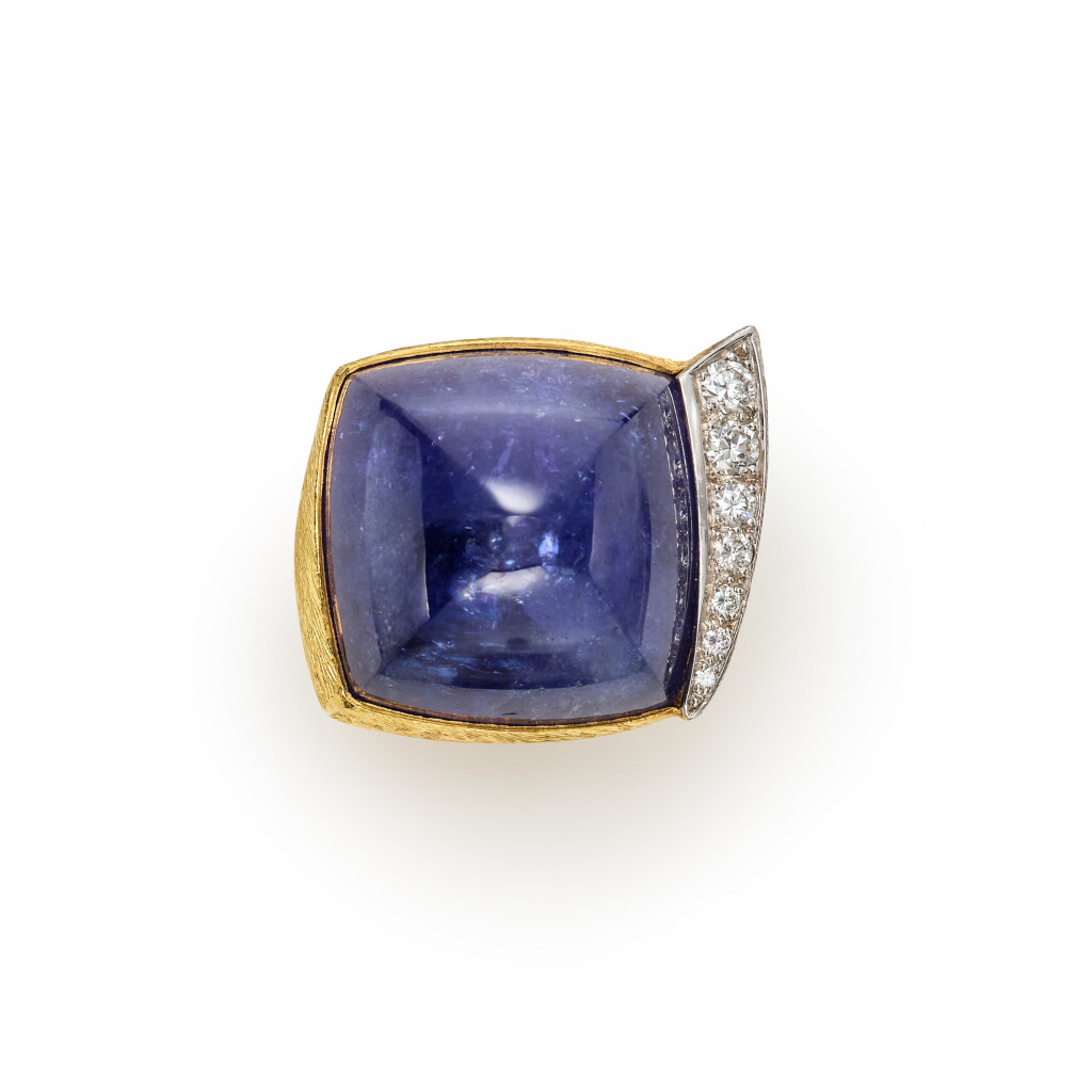 View full screen - View 1 of Lot 133. Tanzanite and Diamond Ring.