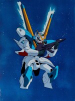 Gundam LM314V21 Victory 2 Gundam Animation Cels with Douga and Printed Background | 機動戰士LM314V21 V2鋼彈賽璐璐,附線稿及印刷背景