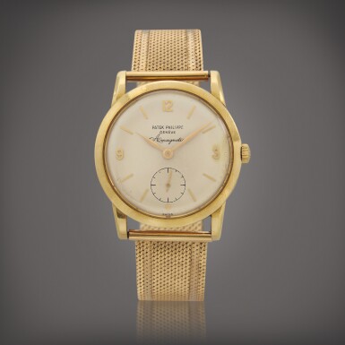 View full screen - View 1 of Lot 90. Reference 2570/1 A yellow gold anti-magnetic wristwatch Circa 1956 | 百達翡麗 | 型號 2570/1 黃金抗磁腕錶,製作年份約 1956.