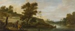 A river landscape with fishermen and shepherds