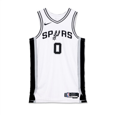 View full screen - View 1 of Lot 200. Keldon Johnson San Antonio Spurs 2024-2025 Kia NBA Tip-Off Game Worn Association Edition Jersey.