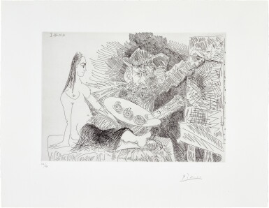 View full screen - View 1 of Lot 173. Artiste peintre avec un modèle qui boude, from Séries 347 (B. 1826; Ba. 1843).