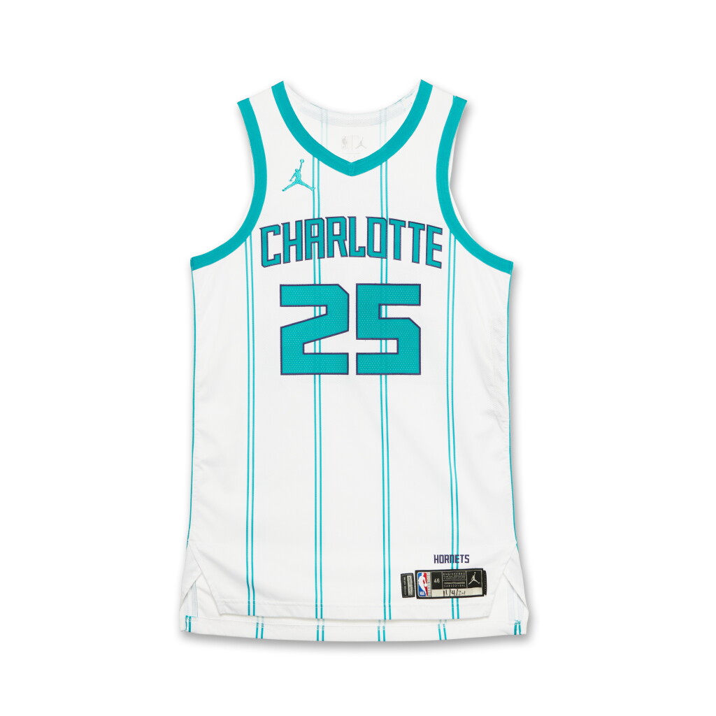 View full screen - View 1 of Lot 181. KJ Simpson ‘Rookie Debut’ Charlotte Hornets 2024-2025 Game Worn Association Edition Jersey.
