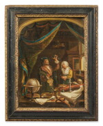 A Physician Examining a Flask of Liquid