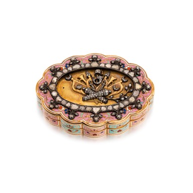 View full screen - View 1 of Lot 1167. A jewelled gold and enamel snuff box for the Ottoman market, Geneva, circa 1825.