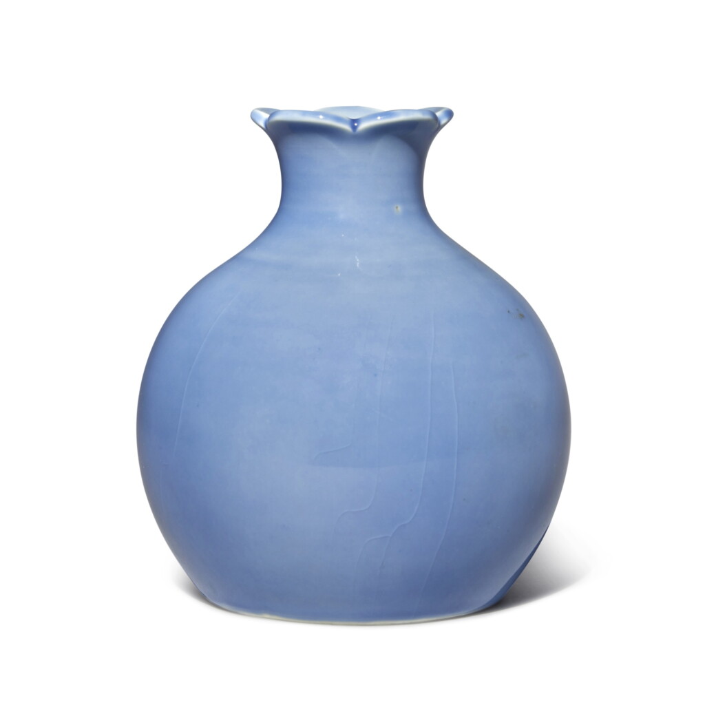 View full screen - View 1 of Lot 534. A lavender blue-glazed 'pomegranate' vase, Qing dynasty, Daoguang period | 清道光 天藍釉石榴尊 《浩然堂》款.