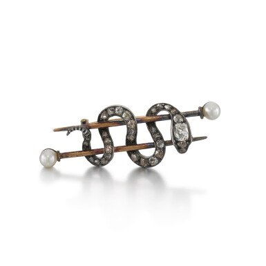 View full screen - View 1 of Lot 44. Pearl and diamond brooch, circa 1900.