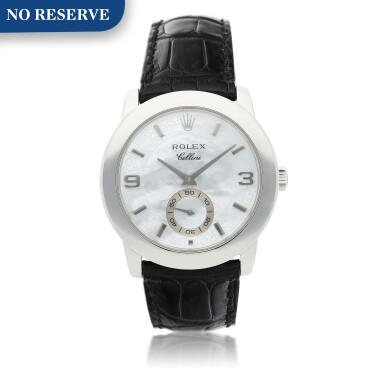 View full screen - View 1 of Lot 200. ROLEX | REFERENCE 5240 CELLINI A PLATINUM AUTOMATIC WRISTWATCH WITH MOTHER OF PEARL DIAL, CIRCA 2001.