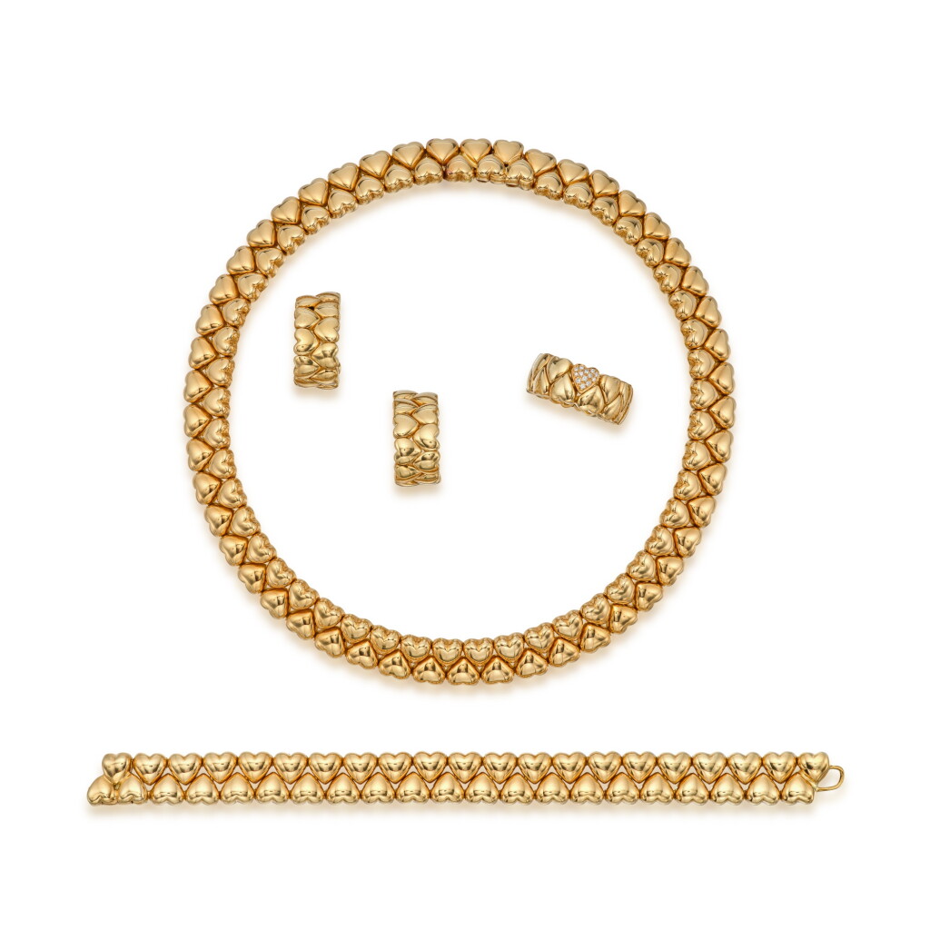 View full screen - View 1 of Lot 477. Gold 'Hearts' Suite of Jewels.