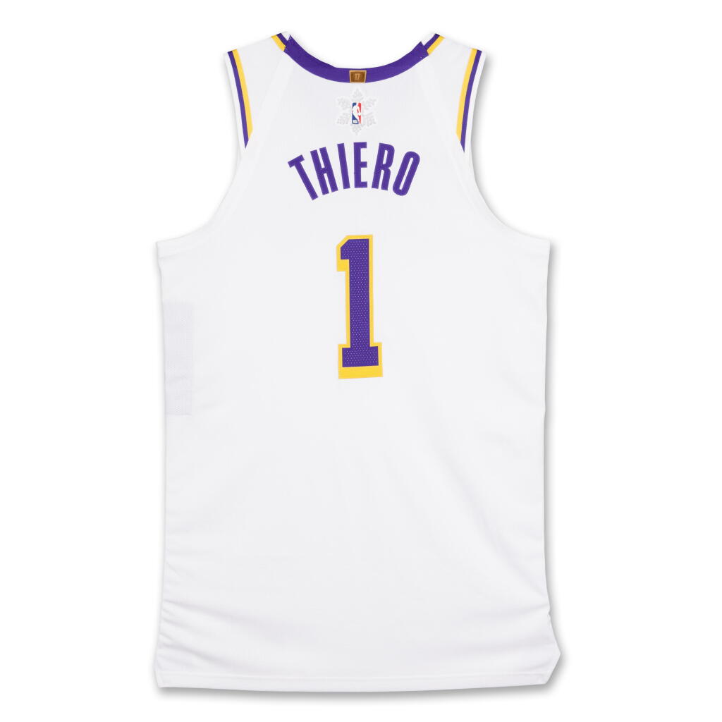View full screen - View 1 of Lot 16. Adou Thiero ‘Christmas Day’ Los Angeles Lakers 2025-2026 Game Issued Association Edition Jersey | Probable Wear.