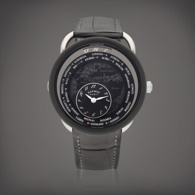 View full screen - View 1 of Lot 8614. Arceau Le Temps Voyageur, Reference AR10.741 | A platinum and DLC-coated titanium world time wristwatch with satellite mechanism, Circa 2022 | 愛馬仕 | Arceau Le Temps Voyageur 型號AR10.741 | 鉑金及 DLC 塗層處理鈦金屬世界時間腕錶,備漫遊裝置,約2022年製.