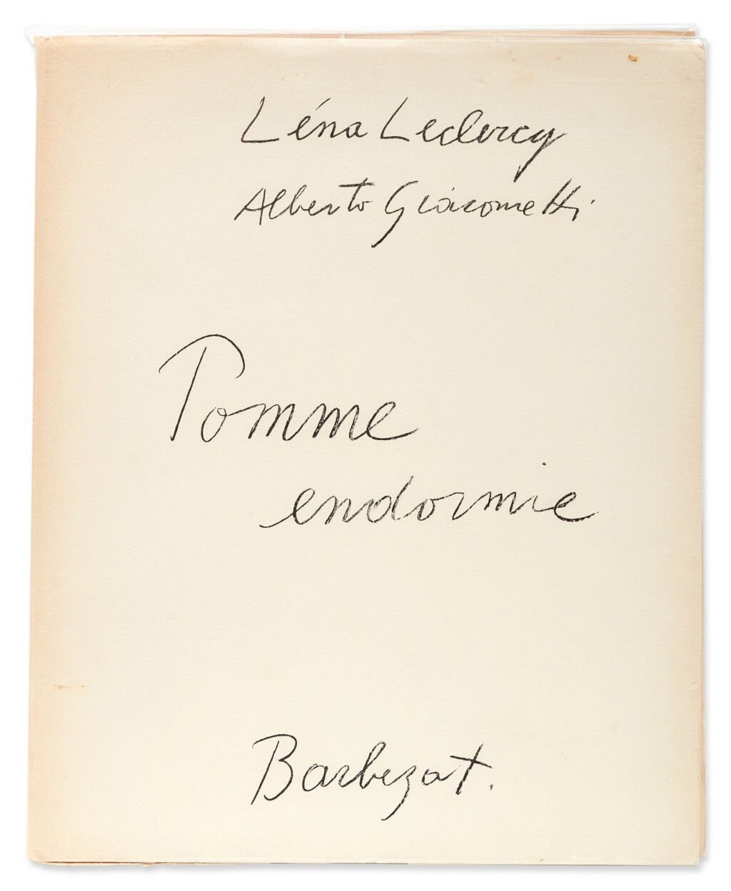 View full screen - View 1 of Lot 80. Pomme endormie. Paris: Imprimerie Union for Marc Barbezat, 1961.