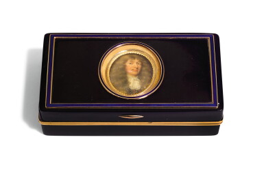 View full screen - View 1 of Lot 84. A GOLD-MOUNTED TORTOISESHELL BOITE-A-MINIATURE, ADRIEN-JEAN-MAXIMILIEN VACHETTE, PARIS, 1798-1809.