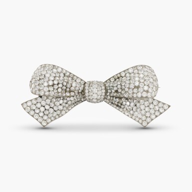 View full screen - View 1 of Lot 47. Diamond Bow Brooch.