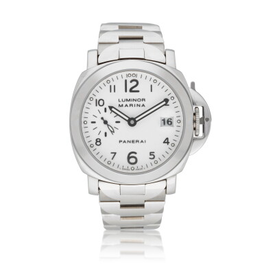 View full screen - View 1 of Lot 47. Luminor Marina Automatic, Ref. PAM005102 | A stainless steel wristwatch with date and bracelet | Circa 1999.