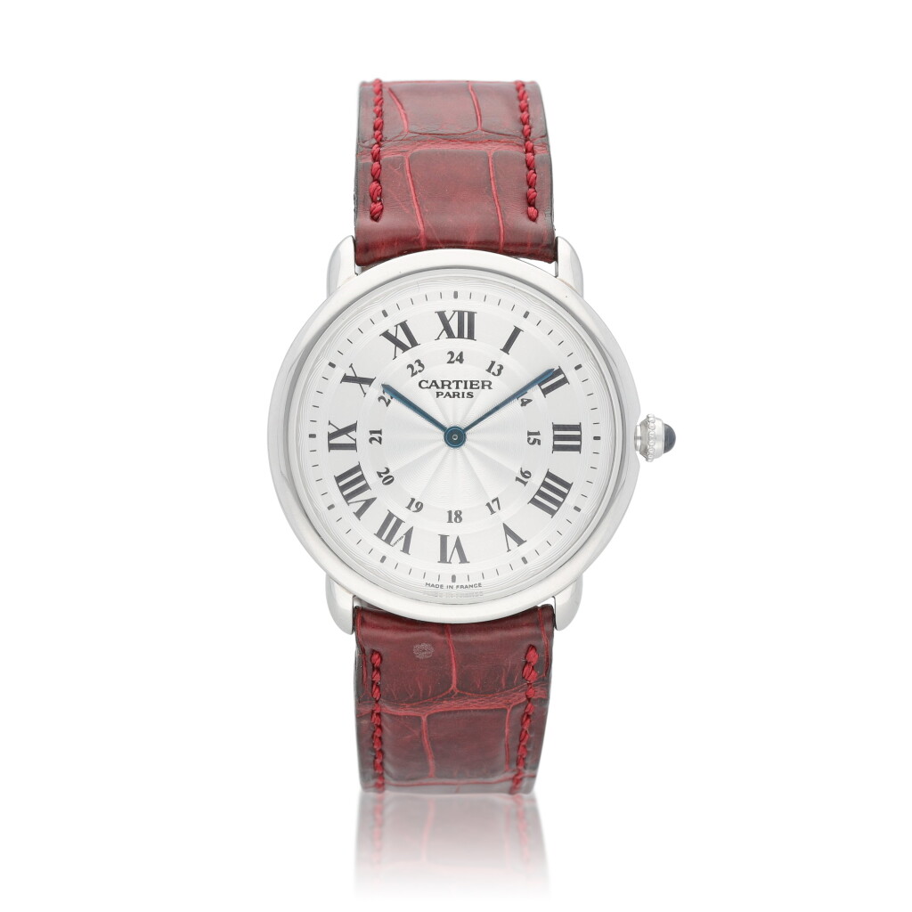 View full screen - View 1 of Lot 17. Ronde Louis Cartier, Collection Privée Reference 2452B A limited edition platinum wristwatch, Circa 1999.