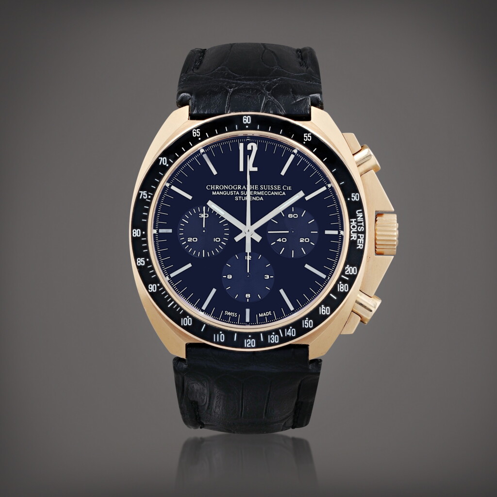 View full screen - View 1 of Lot 705. Mangusta Supermeccanica Stupenda Montre bracelet chronographe en or rose | Pink gold chronograph wristwatch Vers 2008 | Circa 2008.