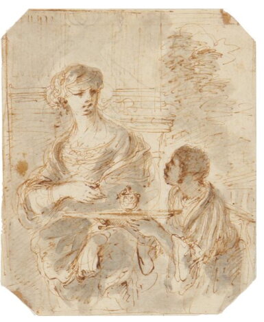 View full screen - View 1 of Lot 54. Elegant company with a servant.
