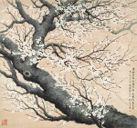 Tao Lengyue, Plum Blossoms | 陶冷月 玉蝶梅圖 設色紙本 立軸 一九五六年作
