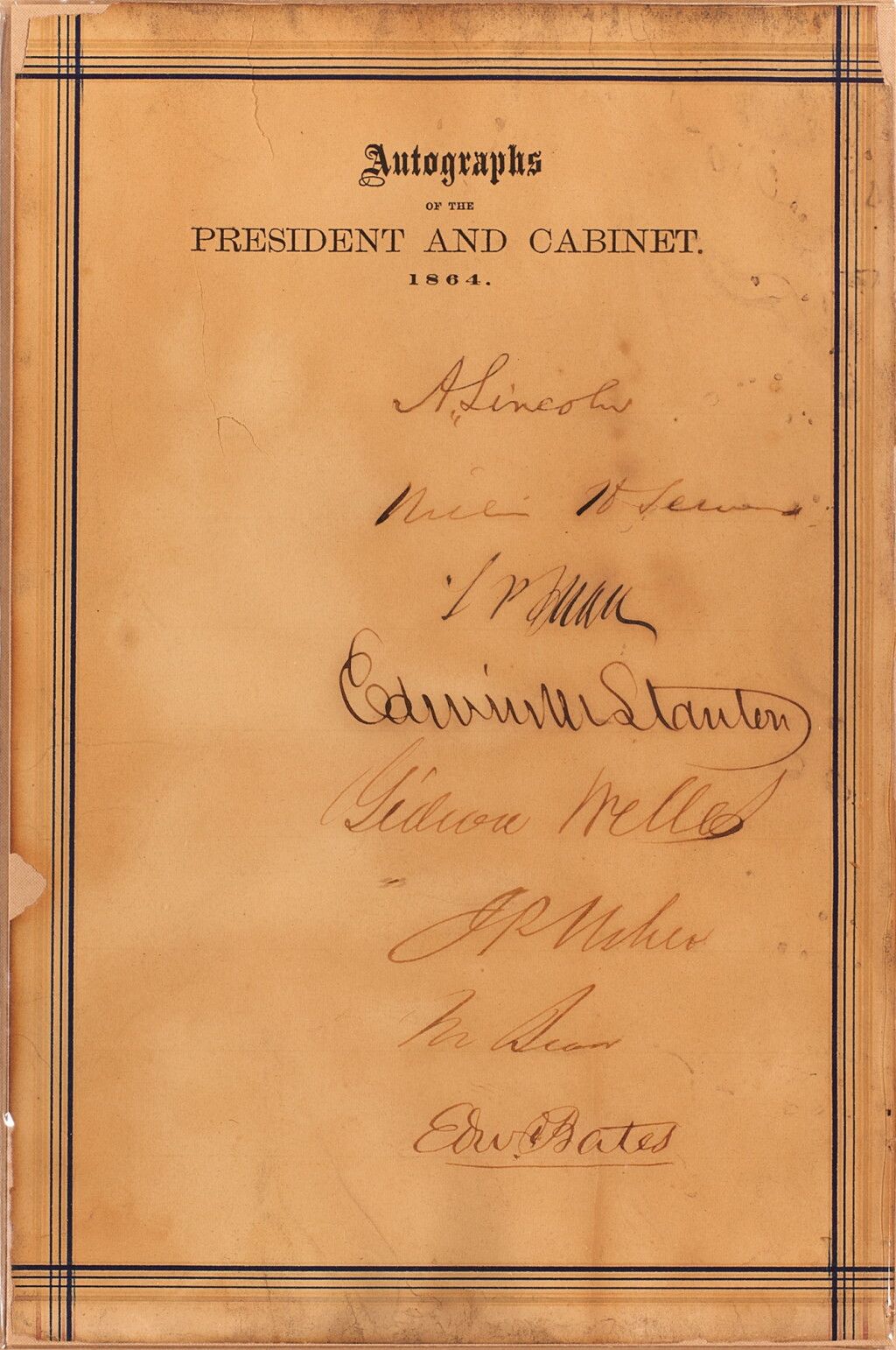View full screen - View 1 of Lot 1013. Lincoln, Abraham | An uncommon souvenir of Lincoln and his cabinet.