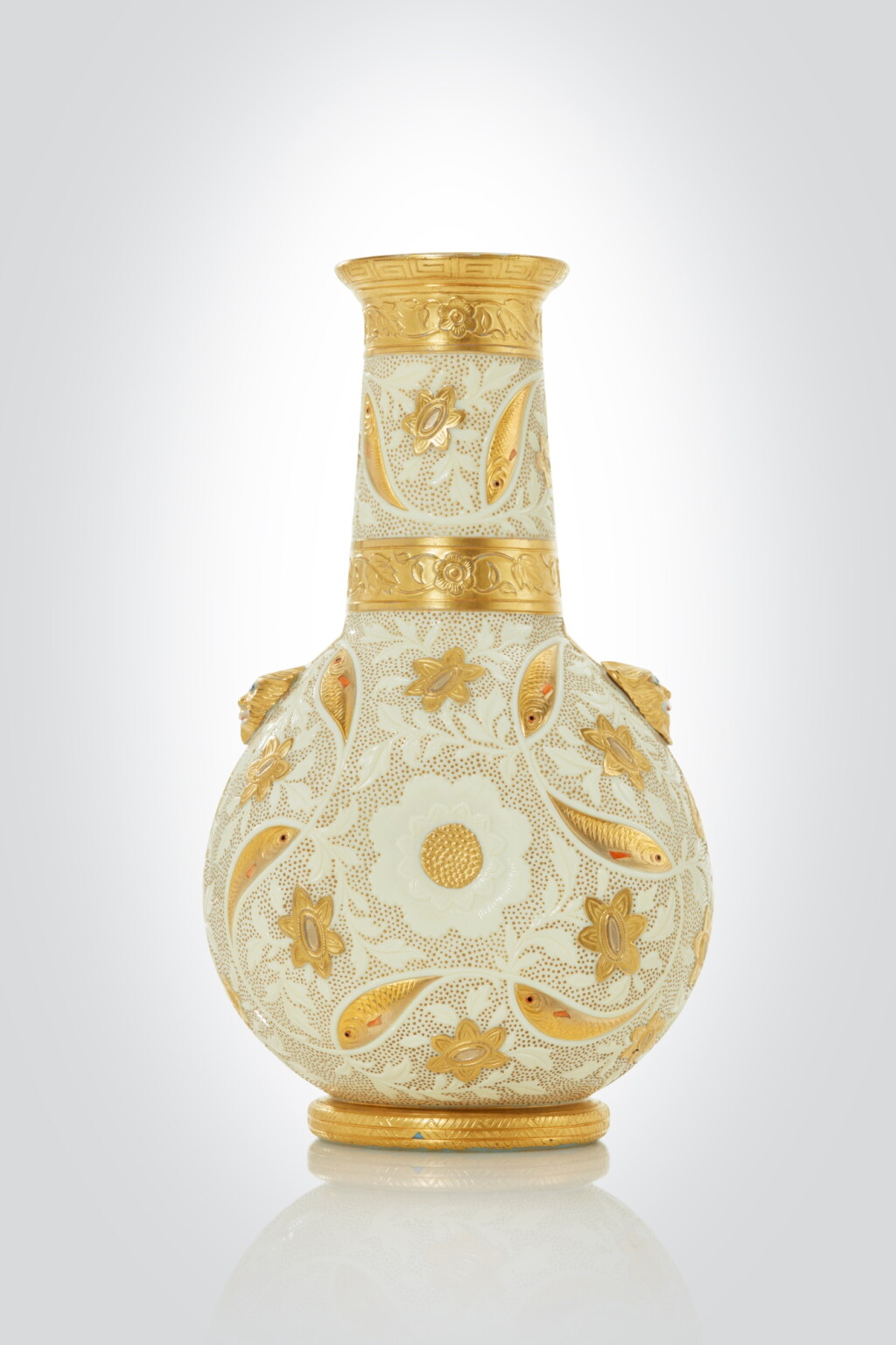 View full screen - View 1 of Lot 444. "Mythological Beast and Fish" Bottle.
