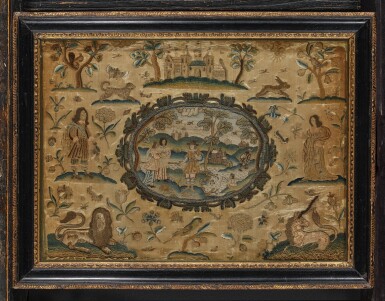 View full screen - View 1 of Lot 204. A Charles II Stumpwork Picture, Circa 1660.