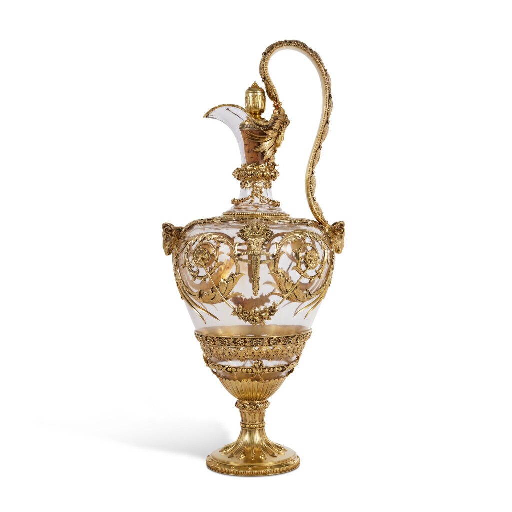 View full screen - View 1 of Lot 316. A Victorian Silver Gilt-Mounted Adam-Style Claret Jug, Edward H. Stockwell, London, 1872.