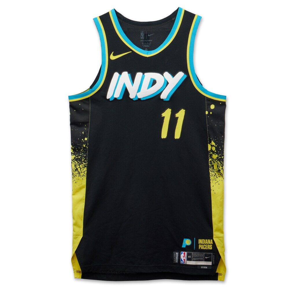 View full screen - View 1 of Lot 56. Bruce Brown Indiana Pacers 2023-2024 In-Season Tournament Quarterfinals Game Worn City Edition Jersey .