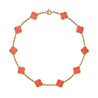 View full screen - View 1 of Lot 234. Gold and Hardstone 'Vintage Alhambra' Necklace.