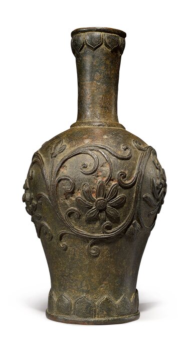 View full screen - View 1 of Lot 112. A rare iron 'Buddhist emblems' vase, Ming dynasty, 15th / 16th century.
