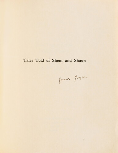 View full screen - View 1 of Lot 104. Tales Told of Shem and Shaun, 1929. Broché. Édition originale. Ex sur Japon signé par l'auteur..