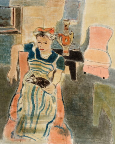 View full screen - View 1 of Lot 1157. Girl with a Cat.