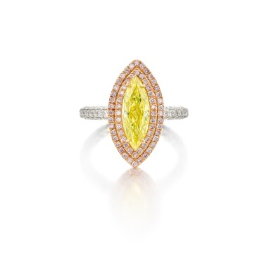 View full screen - View 1 of Lot 272. Fancy Intense Greenish Yellow Diamond, Colored Diamond and Diamond Ring.