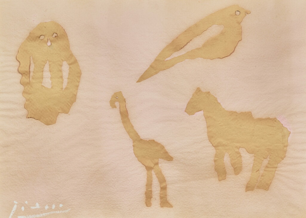 View full screen - View 1 of Lot 19. PABLO PICASSO | QUATRE ANIMAUX : CHOUETTE, OISEAU, GIRAFE ET CHEVAL.
