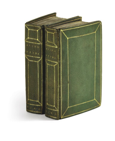 View full screen - View 1 of Lot 124. Ovid (and Pseudo-Ovid), Opera, Venice, c. 1470-1475, 2 volumes, manuscript on vellum, later green morocco.